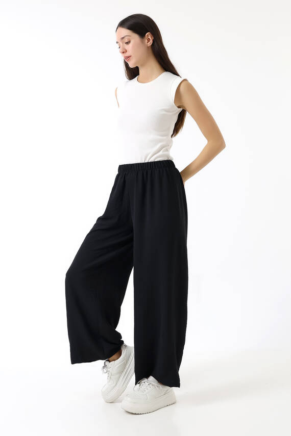 Beli Elastik Geniş Paça Pantolon - 1