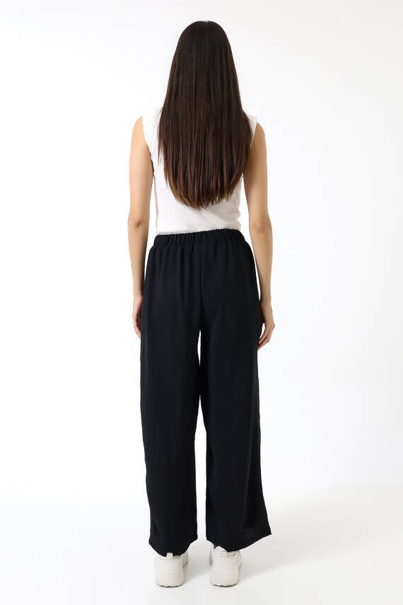 Beli Elastik Geniş Paça Pantolon - 4
