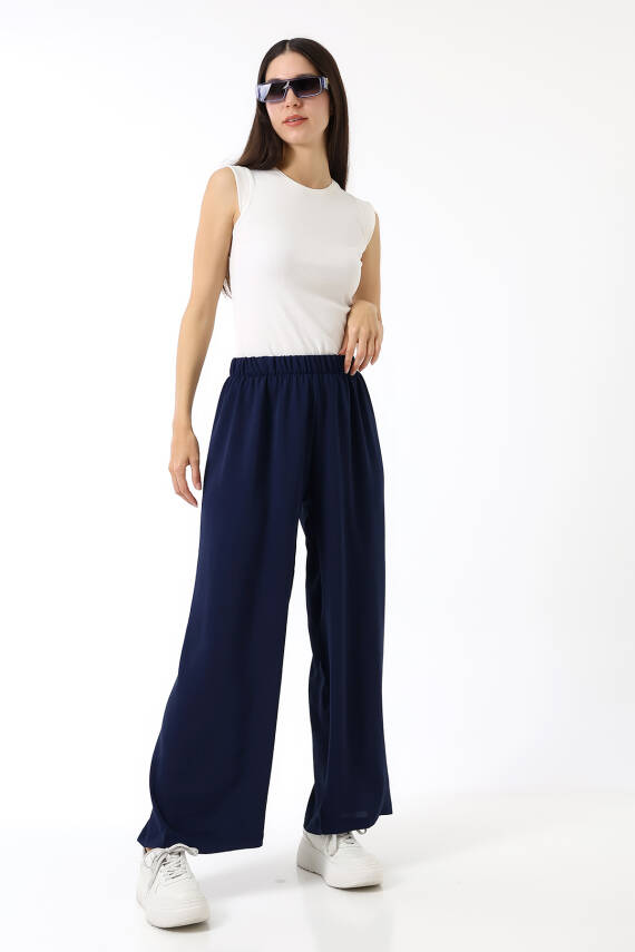 Beli Elastik Geniş Paça Pantolon - 7